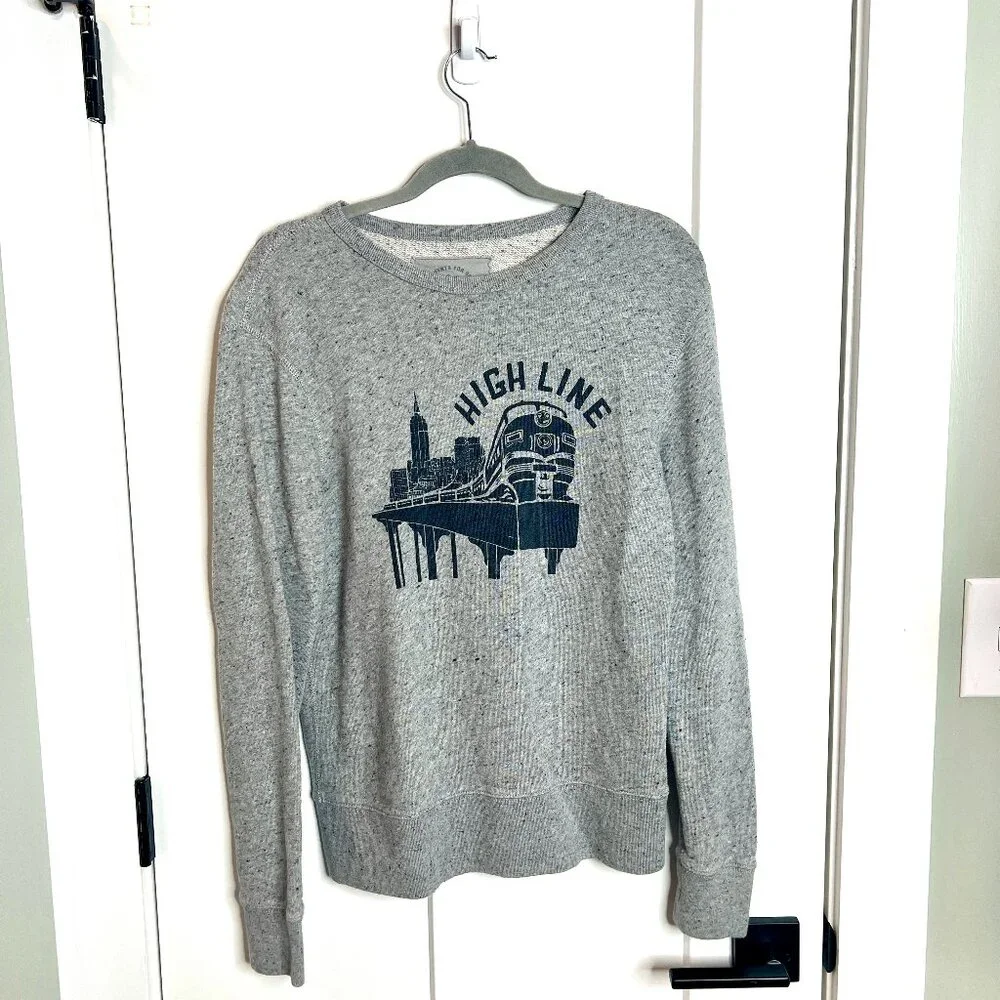 J. Crew for High Line Men's Crewneck Gray Sweatshirt Pullover Graphic Small